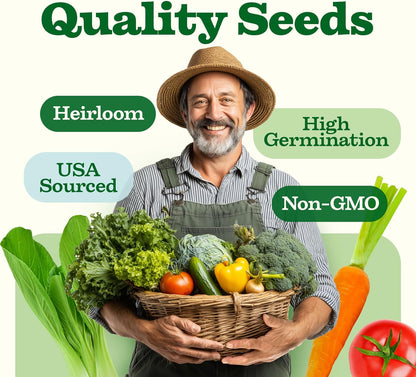 55 Vegetable Seeds Pack 28,000+ Non-Gmo Heirloom Seeds for Planting Vegetables, Survival Seed Vault, Garden Kit for Spring Fall Winter, Gift for Gardeners